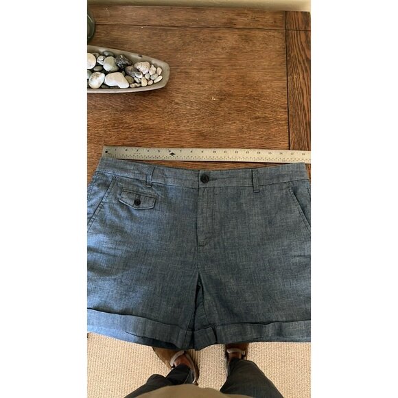 Banana Republic Shorts Womens Denim Chambray 5 Pockets Blue 100% cotton sz 12 - Picture 5 of 9